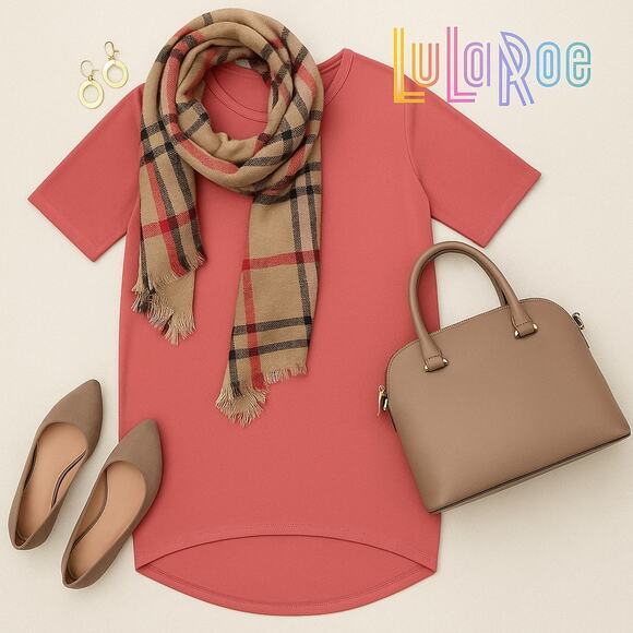 NWT LuLaRoe Solid Coral Pink Irma XS - Picture 1 of 4